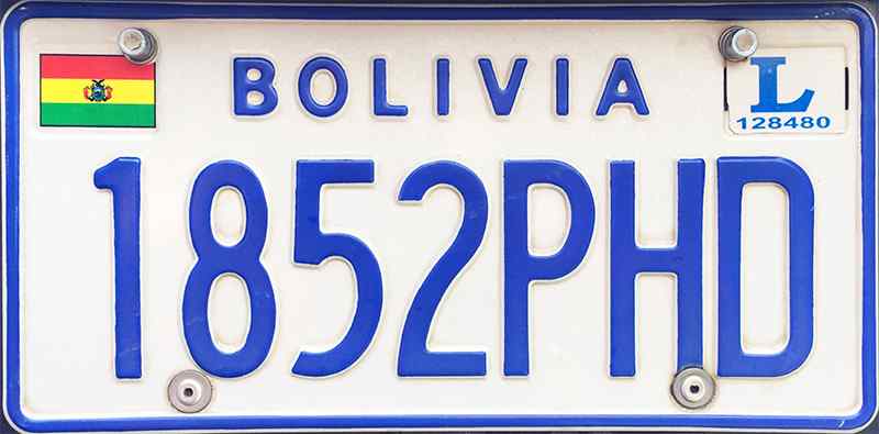 Bolivia License Plate 1