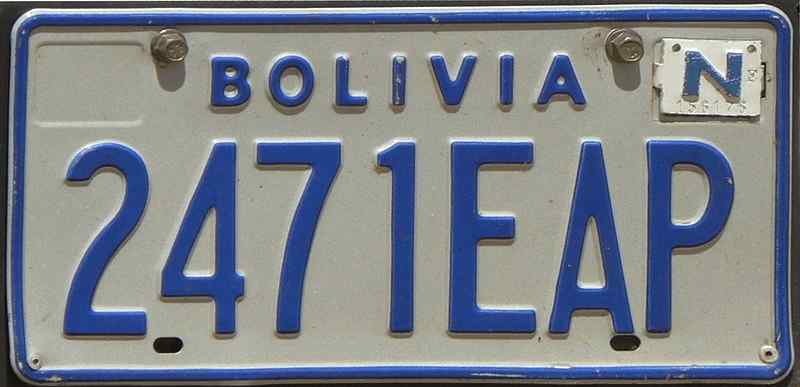 Bolivia License Plate 2