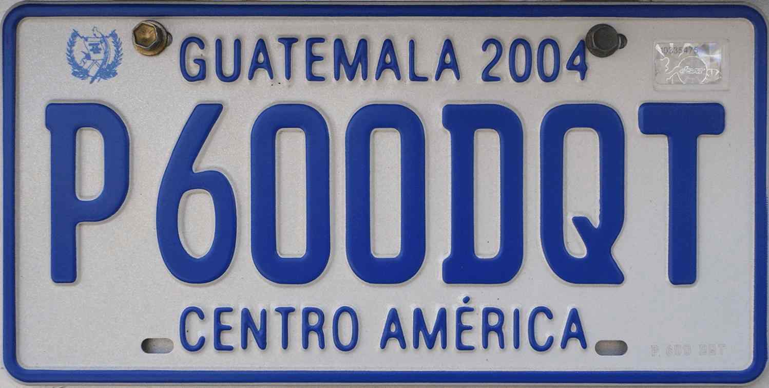 Guatemala License Plate 1