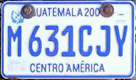 Guatemala License Plate 2