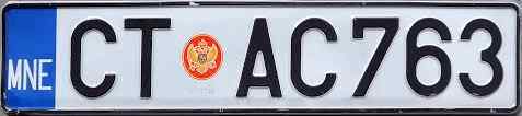 Montenegro License Plate 1