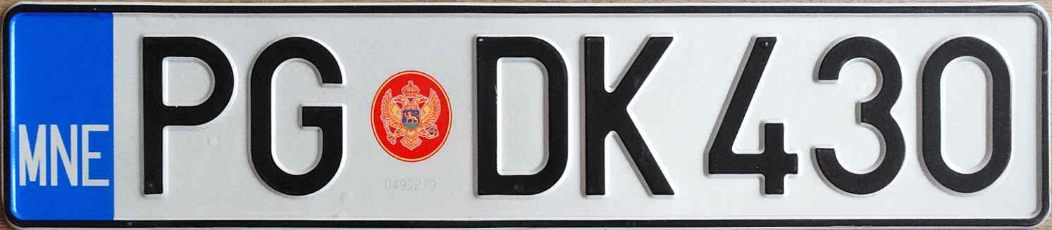 Montenegro License Plate 2