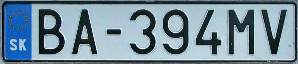 Slovakia License Plate 1