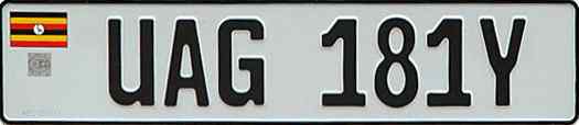 Uganda License Plate 1